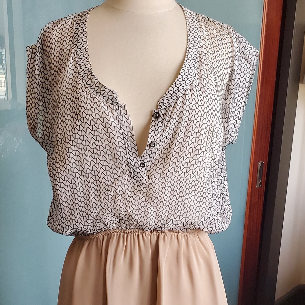 Nude And White Silk Dress